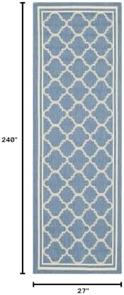 SAFAVIEH Washable Rug Outdoor Courtyard Collection - 2'3" x 20' Runner, Blue & Beige, Non-Shedding & Easy Cleaning, Ideal for Patio, Entryway, Mudroom, Hallway, Kitchen (CY6918-243) - Image 6