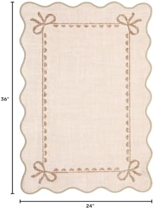 GarveeHome Scalloped Entryway Rug 2x3 Washable Front Door Bow Rug, Beige - Image 2