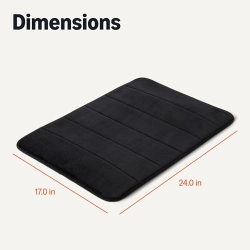 Amazon Basics Absorbent & Fast Dry Plush Memory Foam Bath Mat, 17 x 24 in, Black - Image 2