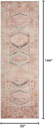 Loloi Layla Pink/Lagoon 2'-6" x 12'-0" Runner Rug - Image 2