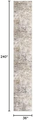 UERMEI 3x20 Washable Runner Rug for Hallway, Non Slip Low Pile Kitchen Carpet, Neutral Modern Abstract Indoor Floor Mat for Entryway Laundry, Kid & Pet Safe High Traffic Area, Brown Grey - Image 2