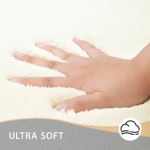 MINIDEAR Bathroom Rugs 32x20 Cream - Thick Memory Foam Bath Mat, Ultra Soft & Plush Fluffy, Non-Slip, Quick Dry, Absorbent Washable Floor Microfiber Mat for Tub, Home Decor Accessories - Image 3