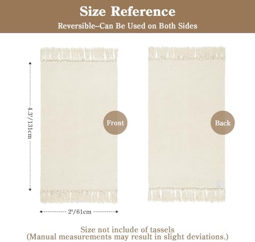 Collive 2' x 4.3' Boho Kitchen Runner Rug, White Washable Bathroom Rug - Image 2