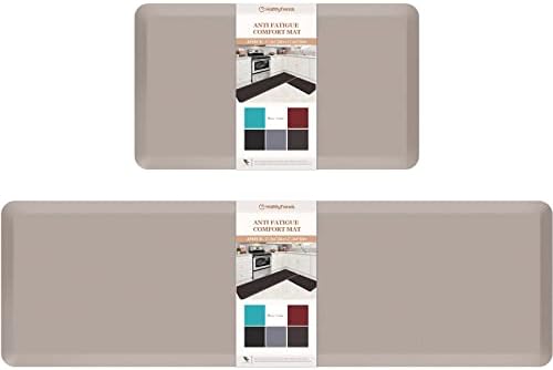 HappyTrends Kitchen Mat,17.3"x28"+17.3"x60" Khaki, Cushioned Comfort by HappyTrends