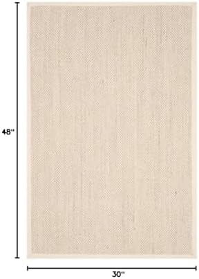 SAFAVIEH Natural Fiber Accent Rug 2'6"x4' Textured, Marble & Beige NF143C - Image 2