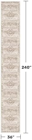 Hazo Haus Washable 3x20 Extra Long Runner Rug for Hallway, Waterproof Large Kitchen Floor Rug, Non-Slip Stain & Fade Resistant, Vintage Farmhouse Floral Décor (3x20 Beige/Latte) - Image 2