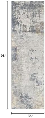 UERMEI 3x8 Washable Runner Rug for Hallway, Non Slip Low Pile Kitchen Carpet, Neutral Modern Abstract Indoor Floor Mat for Entryway Laundry, Kid & Pet Safe High Traffic Area, Blue Grey - Image 2