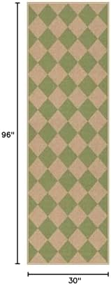 Lahome Checkered Easy Jute Hallway Runner Rug, 2x8 Outdoor Rugs Washable - Image 2
