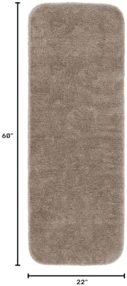 Garland Rug Traditional 22 in. x 60 in. Plush Nylon Washable Bath Rug Runner Taupe - Image 3