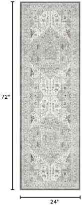 Madane Washable Runner Rug 2x6 Runners for Hallways Non Slip, Ivory/Brown - Image 2