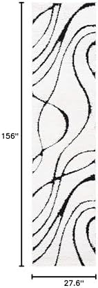 SAFAVIEH Florida Shag Runner Rug 2'3"x13', Soft Ivory & Black SG471-1290 - Image 2