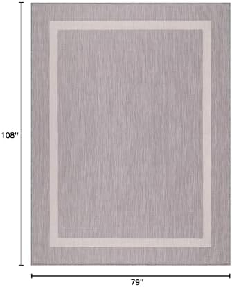 Luul Home Bordered Outdoor Rug 6x9 Washable Outside Carpet for Indoor Patio Porch Waterproof Easy Cleaning Non Shedding Area Rugs Gray 6 x 9 - Image 2