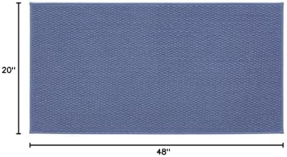 TYUU Bathroom Rugs Non Slip Washable, Super Absorbent Thin Bath Mat Quick Dry Low Pile Bathroom Rug, Denim Blue 20"x48" - Image 2