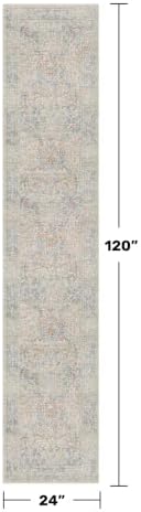 Hazo Haus Washable Beige Blue 2x10 Runner Rug for Hallway Kitchen Mudroom, Non-Slip Stain Resistant Extra Long Floor Mat 10 ft - Vintage Floral Aethestic Decor - Image 2