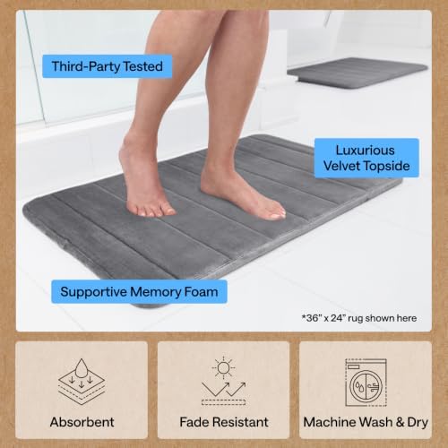 GORILLA GRIP Absorbent Memory Foam Bath and Shower Mat, 30x20, Gray - Image 5