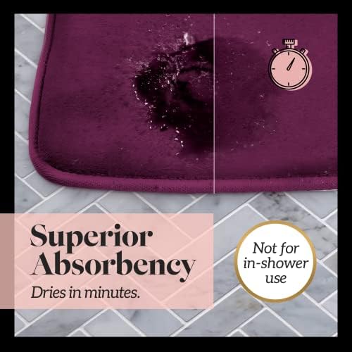 Memory Foam Bath Mat Non Slip Absorbent Super Cozy Velvet Bathroom Rug Carpet (22 inches X 42 inches, Eggplant) - Image 5