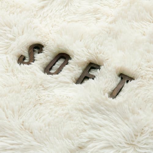Cream White Fluffy Area Rug, Soft Washable, 2x5 Ft for Bedside - Image 6