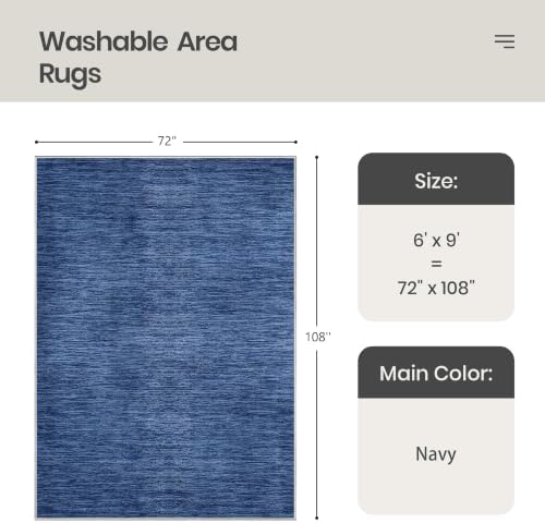 Valenrug 6x9 Area Rugs Non Slip, Large Washable Rugs for Living Room, Navy - Image 2