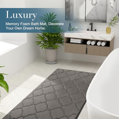 OLANLY Memory Foam Bath Mat Rug 30x20, Ultra Soft Bathroom Rugs, Taupe - Image 6