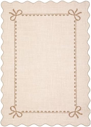 GarveeHome Scalloped Bow Rug 8x10 Washable Beige Rug for Living Room - Image 5
