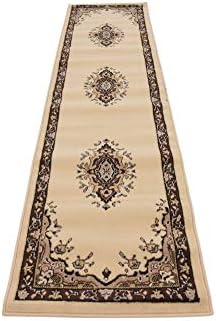 Unique Loom Reza Collection Traditional Persian Style Area Rug, 2 ft 2 in x 8 ft 2 in, Ivory/Brown - Image 6