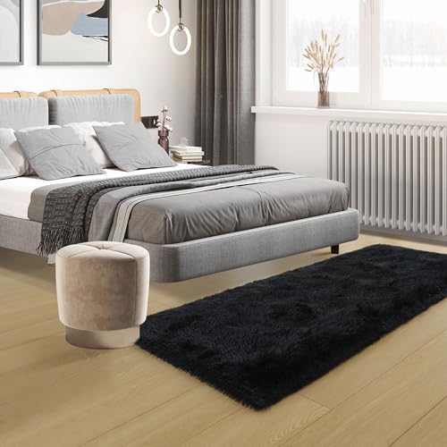 Tepook Black Soft Runner Rugs for Bedroom 2x6 ft with Rubber Backing - Image 5