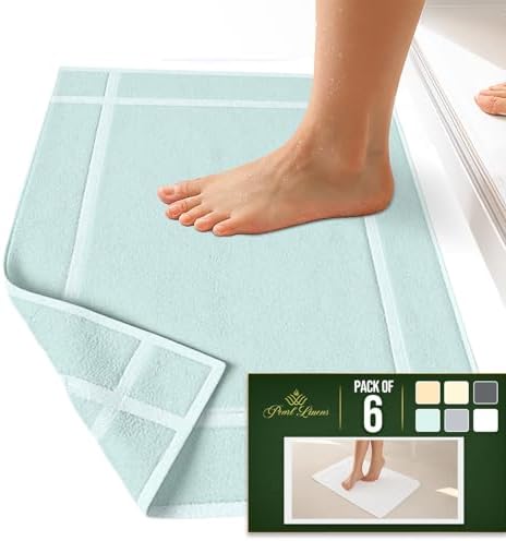 Pearl Linens 6 Pack Cotton Bath Mats for Bathroom, 20" X 30", Mint Green - Image 4