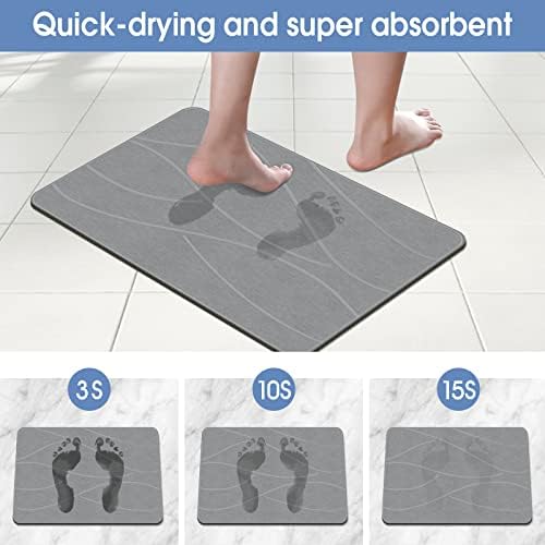 VEELOIM Stone Bath Mat, Diatomaceous Earth Shower Mat for Bathroom Grey - Image 4