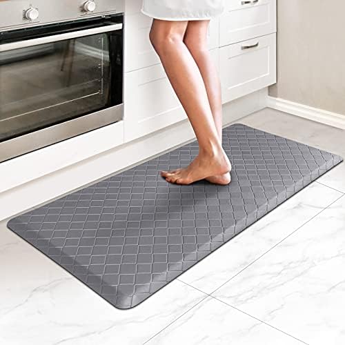 HappyTrends Kitchen Mat Cushioned Anti-Fatigue Kitchen Rug,17.3"x39",Thick Waterproof Non-Slip Kitchen Mats and Rugs Heavy Duty Ergonomic Comfort Rug for Kitchen,Floor,Office,Sink,Laundry,Gray by HappyTrends