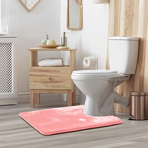 Clara Clark Bathroom Rugs, Velvet Memory Foam Bath Mat, Non-Slip, Machine Washable Bath Rugs - Dries Quickly, Ultra Soft Plush Bath Mats for Bathroom, 20 x 24, Coral Pink - Image 2