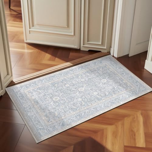 OPPODREAM Vintage Light Blue Area Rugs 2x3, Washable Rug for Living Room by OPPODREAM