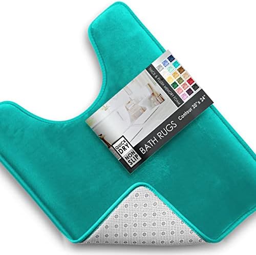 Clara Clark Bathroom Rugs, Velvet Memory Foam Bath Mat, Non-Slip, Machine Washable Bath Rugs - Dries Quickly, Ultra Soft Plush Bath Mats for Bathroom, 20 x 24, Teal Blue by ClaraClark