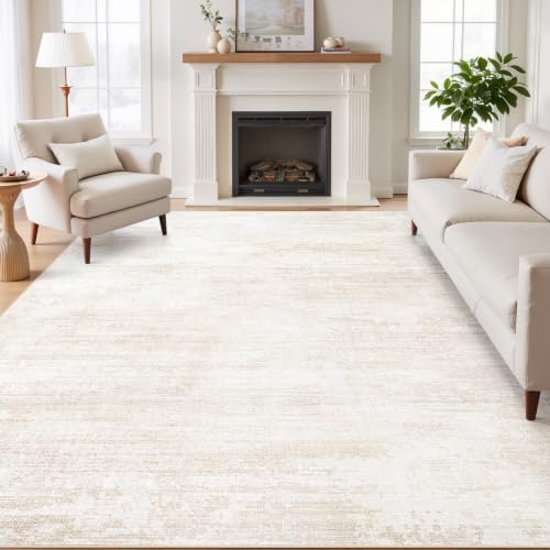 Tosuoka Washable Rug 8x10 Area Rugs for Living Room, Beige Cream Abstract by Tosuoka