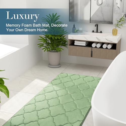 OLANLY Memory Foam Bath Mat Rug 47x20, Ultra Soft Bathroom Rugs, Sage Green - Image 6