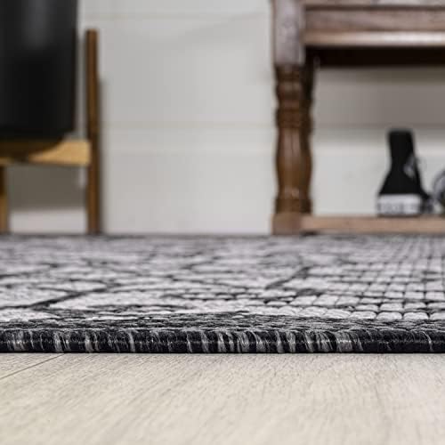 JONATHAN Y Vintage Filigree Indoor Outdoor Square Area Rug 5X5 Light Gray/Black, Madrid Textured Weave for Backyard, Patio, Porch, Easy-Cleaning, High Traffic, Pet-Friendly, Non-Shedding SMB107E-5SQ - Image 4