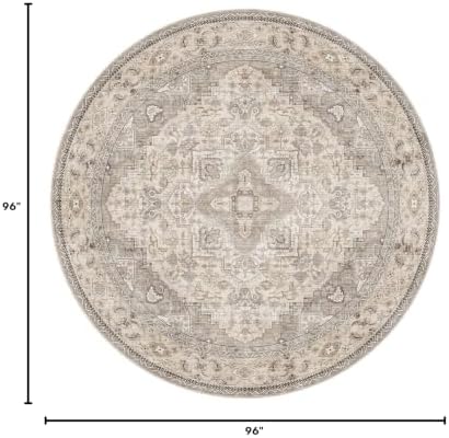 EIEIHOUSE Washable 8ft Round Area Rugs for Living Room Brown/Multi - Image 2