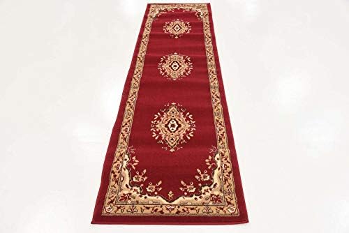 Unique Loom Reza Collection Traditional Persian Style Area Rug, 2 ft 2 in x 8 ft 2 in, Burgundy/Ivory - Image 6