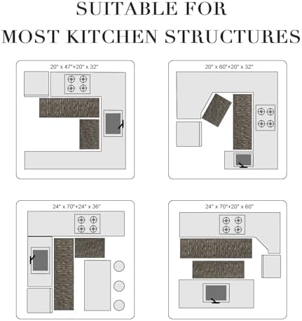 BSICPRO Kitchen Rugs Sets of 2, Non Slip Kitchen Mats for Floor, Black - Image 5