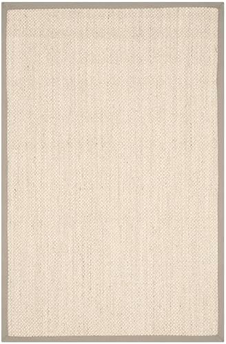 SAFAVIEH Natural Fiber Area Rug 4x6 Textured, Marble & Khaki NF143E - Image 2