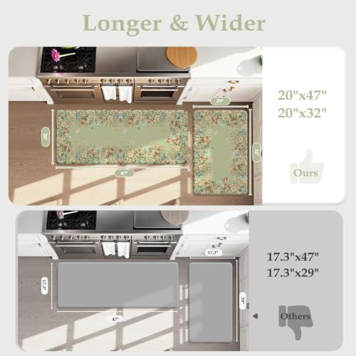 KIMODE Kitchen Mats for Floor Anti Fatigue,Farmhouse Kitchen Rugs Sets of 2 - Image 2