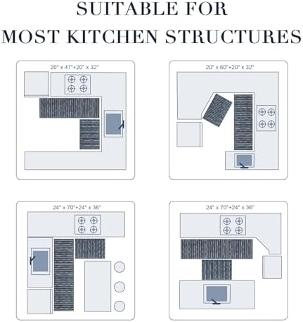 BSICPRO Kitchen Rugs Sets of 2, Non Slip Kitchen Mats for Floor, Navy Blue - Image 5