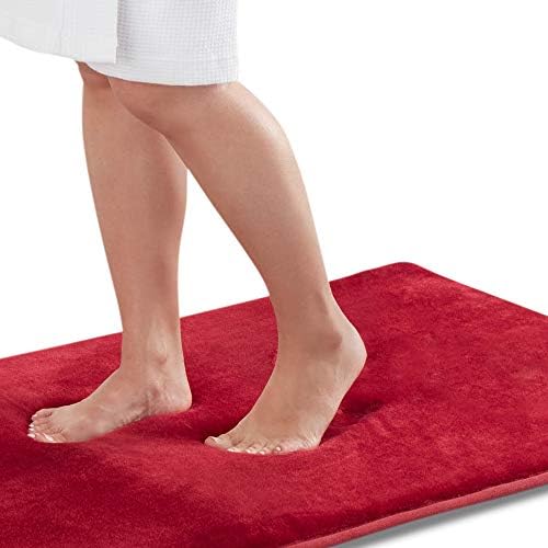 Memory Foam Bath Mat Non Slip Absorbent Super Cozy Velvet Bathroom Rug Carpet (22 inches X 42 inches, Red) by Genteele