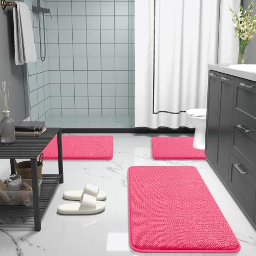 OLANLY Memory Foam Bathroom Runner Rugs 59x24, Absorbent Long Mat, Hot Pink - Image 7