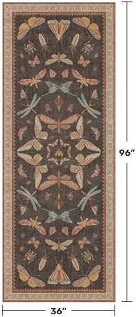 Hazo Haus Boho Runner Rug 3x8, Stain Resistant Indoor Carpet for Hallway, Kitchen Floor & Entryway, Whimsical Butterfly Moth Insect Print - Image 2