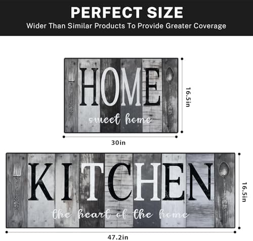 Kitchen Rugs Set of 2 Non Slip WashableFarmhouse Vintage - Image 3