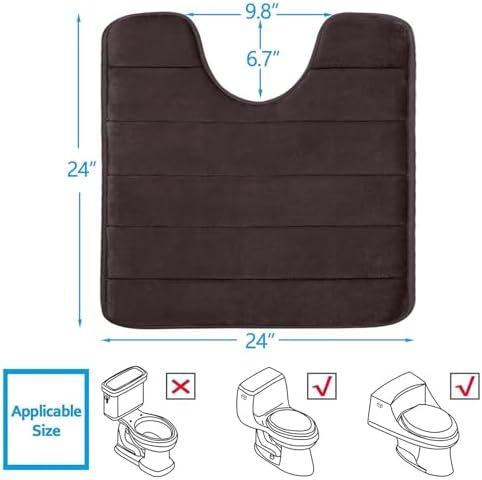 Buganda Memory Foam U-Shaped Toilet Rugs 24 x 24, Absorbent Bathroom mat - Image 2