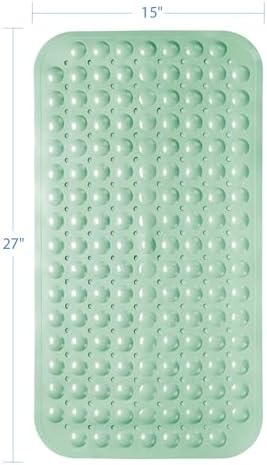 AmazerBath Bath Tub Mat, Medium Size 27.6 x 15 Inches Non-Slip Shower Mats with Suction Cups and Drain Holes, Bathroom Bathtub Mats Machine Washable (Mint Green) - Image 7