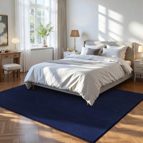 ISEAU 3x5 Rug for Bedroom, Soft Memory Foam Carpet with Upgraded Non-Slip Silicone-Grip Bottom, Fluffy Shaggy Machine Washable Rugs for Living Room Kids Boys Girls Dorm Playroom, Navy Blue - Image 5