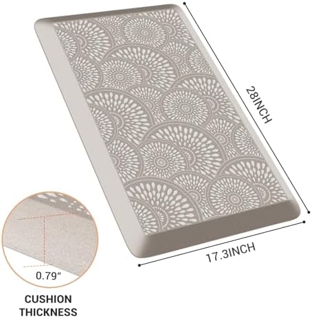 Mattitude 4/5 Inch Kitchen Mat, 17.3x28in Heavy Duty Ergonomic Comfort Foam Standing Desk Mat, Waterproof Non-Slip Standing Mats and Rugs for Kitchen, Office, Khaki - Image 2