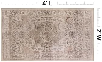 Rugshop Vintage Medallion Machine Washable Non-Slip Area Rug, 2'x4' Cream - Image 2